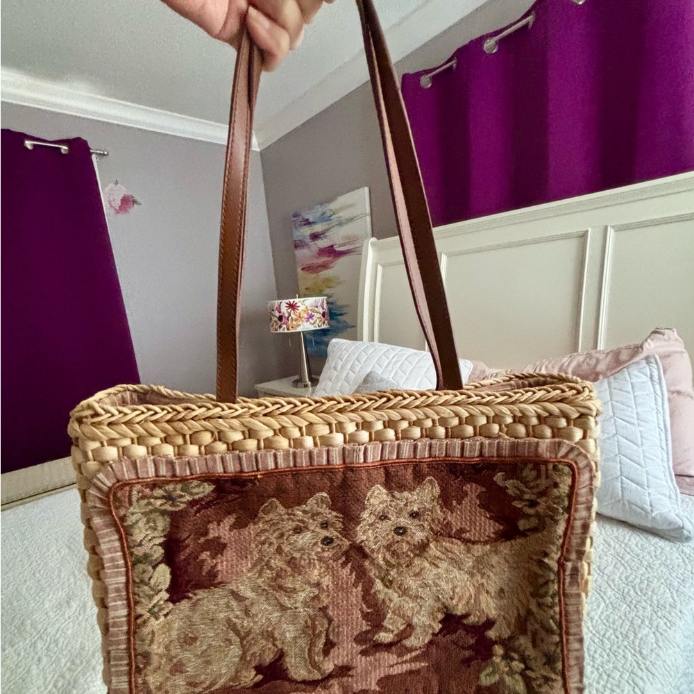 Vintage Y2K Scotty Dog Straw Wicker Bag - Picture 8 of 10